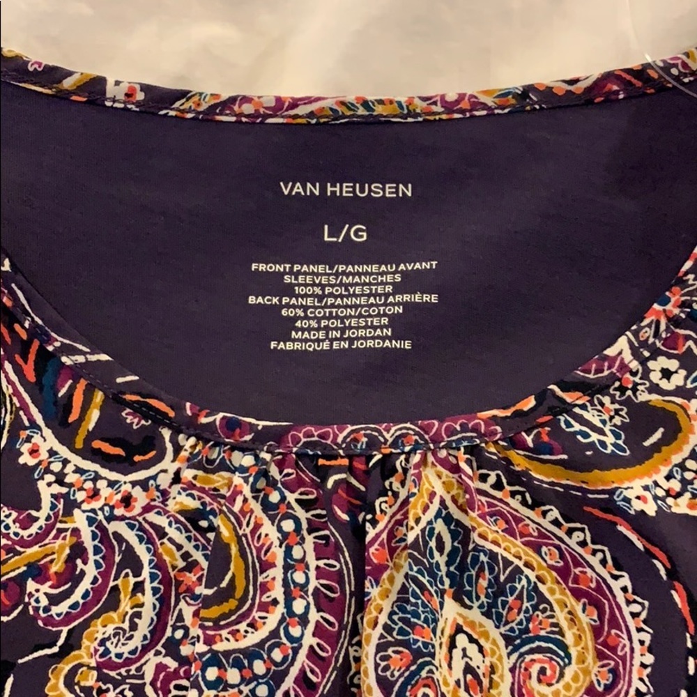 Van Heusen purple paisley print Top - Picture 2 of 5